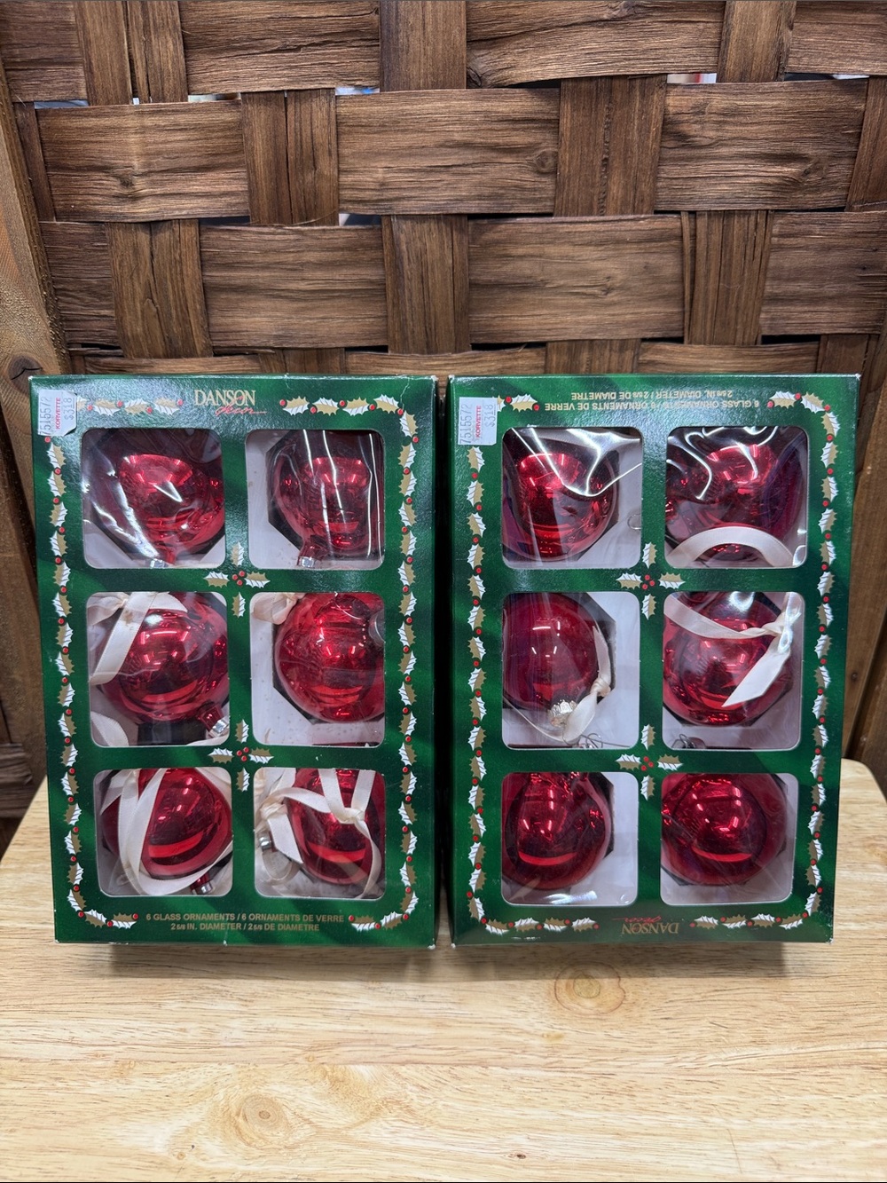 Vintage Danson Red Glass Holiday Ornaments - Set of 12